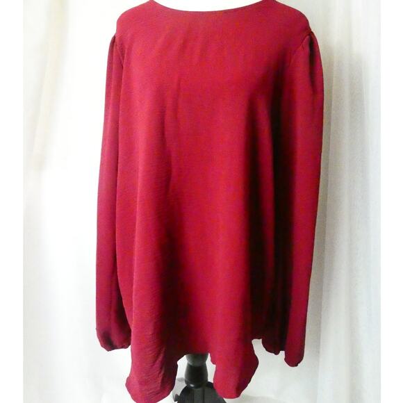 Ces Femme Women's Large Tunic Blouse Burgundy MADE IN USA - Picture 1 of 4